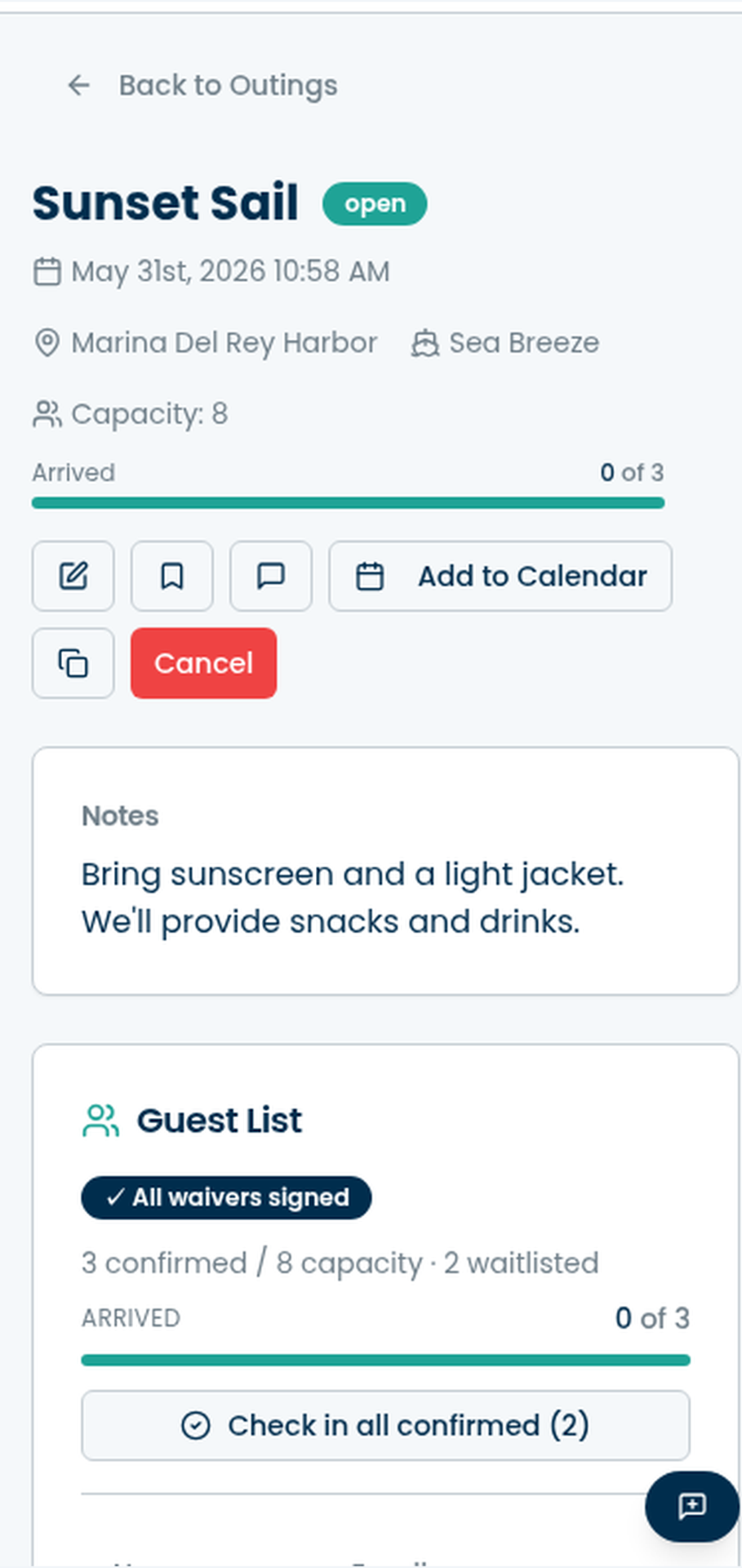 Trip invite